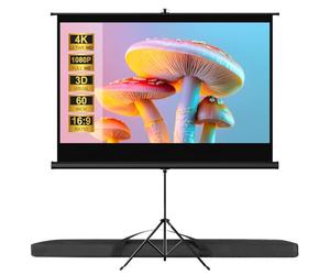 VISULAPEX 60" Ecran de Projection sur Pied, 16:9 Ecran Videoprojecteur Réglable avec Sac de Transport, Ecran Projecteur Intérieur Extérieur pour Films&Présentations