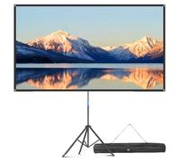 VISULAPEX 80”Écran Videoprojecteur avec Trépied, 4K HD 16:9 Ecran de Projection sur Pied, Léger, Facile à Installer, idéal pour Cinéma, Bureau et Les Présentations, Mat, Fibre de verre