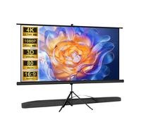 VISULAPEX Écran de Projection sur Trépied 80 Pouces, Format 16:9 HD sans Pli, Portable avec Sac de Transport et Trépied