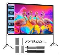 VISULAPEX Ecran Videoprojecteur 120 Pouces, Ecran de Projection sur Pied, 16:9, 4K HD Ecran Projecteur Pliable