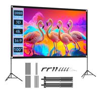 VISULAPEX Ecran Videoprojecteur sur Pied, Écran de Projection Portable 100 Pouces, 16:9, 4K HD Ecran Projecteur Pliable avec Sac de Transport pour L'intérieur, Home Cinéma, Cinéma de Jardin