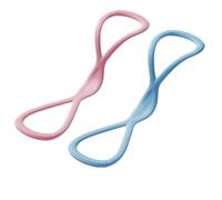 Visulong Bandes de résistance, corde de traction intégrale pour yoga, sangle extenseur de poitrine, bandes d'exercice en forme de 8 pour homme et femme (rose + bleu, 6,8 kg)
