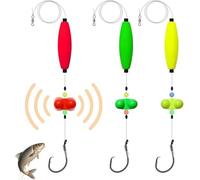 Visulong Ensemble de hameçons pour pêche avec double hochet et perles pour attraper de gros hameçons circulaires 6/0