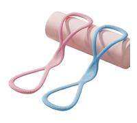 Visulong Resistance Bands, Figure 8 Exercise Bands, Durable Rubber Yoga Pulling Rope，Non-Slip Handles, Home Gym (Pink(15lb)+Blue(25lb))