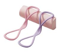 Visulong Resistance Bands, Figure 8 Exercise Bands, Durable Rubber Yoga Pulling Rope，Non-Slip Handles, Home Gym (Pink(15lb)+Purple(25lb))