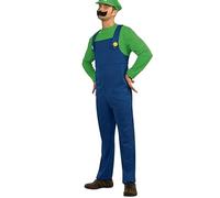 VISVIC Cosplay Costume, Costume de Plombier Super Brothers, avec Costume, Chapeaux et Moustache, Costume de Carnaval Classique Halloween Cosplay, pour Hommes Femmes Garçons Filles, Homme Vert, XL