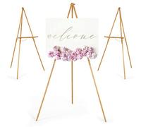 VISWIN 3 Pcs 160cm H Présentoir Chevalet Trépied en Bois Pour Signe de Mariage, Affiche, Chevalet d'Artiste A-Frame Plancher Avec Plateau Pour Peinture, Toile, Chevalet Pliable - Naturel