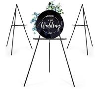 VISWIN 3Pcs 160 cm Chevalet Noir pour Mariage, Pliable et Réglable, Chevalet Grand Bois pour Poster, affiche, Photo, Tableau