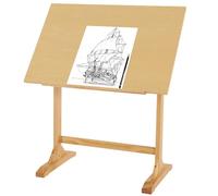 VISWIN 60 x 90 cm Table à Dessin en Bois, Angle Réglable, 86 cm de Hauteur Table d'artiste en Bois de Pin Massif pour Dessin, Inclinable à Plat, Studio Art Craft Bureau pour Peinture, Dessin