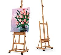 VISWIN Chevalet À Cadre en H Premium 190-371cm H, Grand Chevalet d'Artiste en Bois de Hêtre Massif Pour Toile de Peinture, Chevalet de Studio Avec Plateau, Chevalet d'Art en Bois Pour Adulte