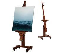 VISWIN Chevalet de Studio Extra Large, Inclinable À Plat, Chevalet de Sol en Bois de Hêtre Massif Pour Peinture, Télévision, Chevalet d'Artiste Réglable Avec Roulettes Pour Adultes