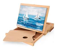 VISWIN Chevalet de Table 25 W X 33cm L Avec Tiroir et Palette, Boîte À Croquis de Table Réglable, Boîte de Peinture en Bois de Hêtre Massif Pour débutants, Étudiants