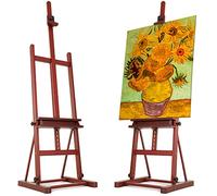 VISWIN Chevalet Moyen À Cadre en H 170-241cm H, Chevalet d'Artiste Compact Avec Plateau de Rangement, Chevalet de Plancher en Bois de Hêtre Massif, Pour Débutants et Étudiants en Art