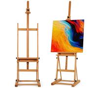VISWIN Chevalet Moyen À Cadre en H 170-241cm H, Chevalet d'Artiste Compact Avec Plateau de Rangement, Chevalet de Plancher en Bois de Hêtre Massif, Pour Débutants et Étudiants en Art