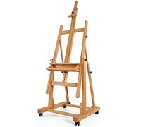 VISWIN Chevalet Peinture en H Professionnel, Inclinable à l'Horizontale, Chevalet Extra Grand Réglable en Bois de Hêtre avec Plateau & Roues, Chevalet Stable d'Atelier pour Adultes, Artistes