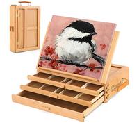 VISWIN Grand Chevalet de Table Réglable À 3 Tiroirs, Boîte de Chevalet de Peinture en Bois de Hêtre de Qualité Supérieure, Chevalet de Bureau d'Artiste Portable Pour Adulte, Artiste