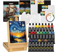VISWIN Kit de Peinture Acrylique 62 Pièces avec Chevalet, Set Professionnel avec 24 Acryliques, Toiles, Pinceaux & Bloc, Matériel, Kit pour Adultes, Enfants, Artistes