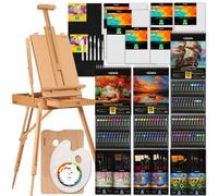 VISWIN Kit de Peinture Tout-en-Un avec Chevalet Alu et Hêtre, Set Professionnel avec 96 Acrylique, Aquarelle & Huile, Toiles, Matériel, Kit de Peinture pour Adultes, Artistes, Enfants