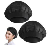 Visxcnu 2 Pièces Chef Chapeaux Noir Cuisine Filet,ToqueCuisinier,Cheveux Demi Maille Élastique Respirant Baker FiletCheveux Femmes Cuisine Service Restauration Filet Cheveux avec Toque Cuisinier