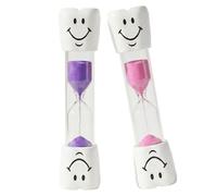 Visxcnu 2 Pièces Sablier Brossage Dents Enfant 3 Minutes Minuteur avec Visage Souriant Horloge à Sable Coloré pour Enfants Jeux Cuisine École Maison Rose et Violet