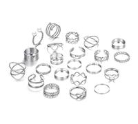 Visxcnu 22 Pièces Bague Femme Acier Inoxydable Ouvert Bague Phalange Empilables Minimaliste Bague Pouce Femme,Infini Bagues Mariage Promise Alliance, Bijoux Femme