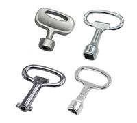 Visxcnu 4 Pièces Kit Clé Universelle, Carré/Triangle/Petit/Repliable, Alliage de Zinc pour Compteurs Eau Ascenseur Extincteur Coffret Électrique, Robuste et Durable