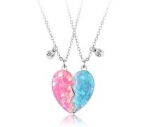 Visxcnu collier amitier,Amitié Pendentif Collier Ensemble Meilleurs Amis Collier BFF Collier Coeur Violet Amitié Collier pour 2 Filles Cadeau D'anniversaire pour Les Meilleurs Amis（Bleu+Rose Rouge）