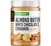 vit4ever Beurre d'amande Chocolat blanc Cannelle - 1 kg naturel - Texture onctueuse et saveur intense rehaussée d'une touche de sel - Riche en protéines - Sans huiles ni graisse de palme ajouté