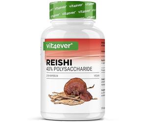vit4ever Champignon Reishi - 270 Gélules - 1300 mg d’Extrait par jour | 40 % de Polysaccharides - Ganoderma lucidum - Hautement Dosé - Vegan - Sans Additifs Inutiles