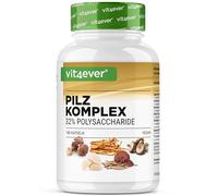 vit4ever Complexe de Champignons - 180 Gélules - 1500 mg d'Extrait par jour | 32% (480 mg) de Polysaccharides - Crinière de lion (Hericium), Reishi, Cordyceps, Shitake & Agaricus Blazei - Vegan