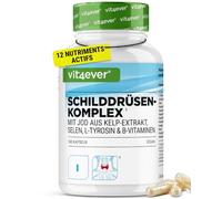 vit4ever Complexe Thyroïde - Iode, Sélénium & L-Tyrosine - 240 Gélules | 12 Ingrédients Actifs - 9 Vitamines - 1 Gélule par Jour - Cure de 8 Mois - Testé en Laboratoire - Vegan