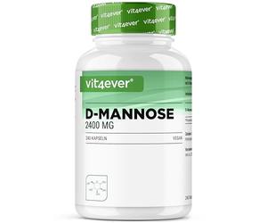 vit4ever D-Mannose - 240 Gélules - 2400 mg de D-Mannose par Dose Quotidienne - Issu de la Fermentation Végétale - Végétalien, Dosage Optimal, Sans Additifs Inutiles