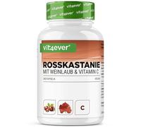 vit4ever Extrait de Marron d'Inde - 240 Gélules - Haute dose | Avec 1330mg d'extrait par jour - Marron d'Inde avec feuilles de vigne & vitamine C d'acérola - Sans additifs inutiles - Vegan