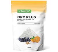 vit4ever Extrait de Pépins de Raisin OPC + vitamine C - 300g de Poudre | Issu de Raisins Européens - 70 % d’OPC selon la Méthode HPLC (95 % selon Bate-Smith) - Avec Vitamine C Naturelle - Vegan