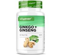 vit4ever Ginkgo + Ginseng - 365 Comprimés - Extrait spécial - Hautement dosé - Ginkgo Biloba + Ginseng Coréen - Qualité premium - Végan