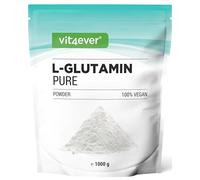 vit4ever Poudre de L-glutamine - 1000 g / 1 kg - Poudre d’acides aminés ultra pure, extra hautement dosée - 100% végane - Produite par fermentation végétale