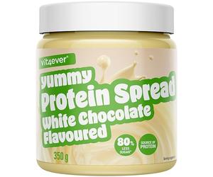 vit4ever Protein Spread - Délicieuse Pâte à Tartiner Protein Onctueuse avec Peu de Sucre, Low Carb & Végétarienne - Alternative Plus Équilibrée à Tartiner (Chocolat Blanc, 350 g)