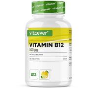 vit4ever Vitamine B12 Comprimés à Sucer - 365 Comprimés - Citron | 500 µg de Méthylcobalamine + Vitamine C - Absorption Sublinguale, à Sucer, Mâcher ou Avaler - Pour 12 Mois - Vegan