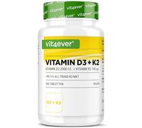 vit4ever Vitamine D3 + K2-365 Comprimés - Biodisponibilité Optimale | 99,7% d'All-Trans MK-7 et 2000 U.I. de Vitamine D3 - Matière Première Haut de Gamme RAW D3® - Haute dose - Vegan