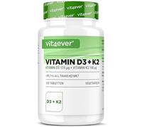 vit4ever Vitamine D3 + K2 Depot - 100 Comprimés - 99,7+% All-Trans MK7 | 5.000 U.I. Vitamine D3 issue de la Lanoline + 100 µg Vitamine K2 - Qualité Premium - Haute dose - Végétarien