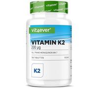 vit4ever Vitamine K2 MK7-365 Comprimés - 200 µg par Comprimé - Teneur en MK-7 Ménaquinone > 99,7% - Haute Dose - Sans Additif Indésirable - Vegan