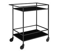 Vita Bar trolley - Chariot de bar avec 2 étagères, noir, structure noire 68x4x79 cm
