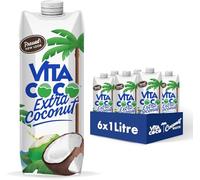 Vita Coco Eau de Coco Extra 6x1 Litre, Goût de Noix de Coco, Sans Gluten, Riche en Vitamine C et en Potassium