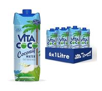 Vita Coco eau de coco pure 6x1 Litre, riche en électrolytes, sans gluten, riche en vitamine C et en potassium, 6,9 kg 6000 ml