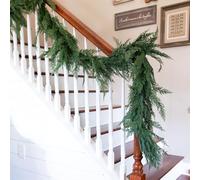 Vita Domi 72" Faux Cedar Christmas Garland - Realistic, Extra Full Cedar for Mantle & Stairs