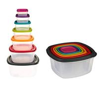 VITA PERFETTA 7 x Boites Hermétiques Alimentaires avec Couvercles - Boîtes de Conservation Carrées - pour Réfrigérateur, Congélateur, Placards, Micro-ondes ou Pique-niques (7 x Boites)