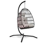 VITA5 Fauteuil Suspendu avec Support - Effet Rotin - Intérieur & Extérieur