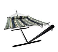 Vita5 Hamac sur Pied 2 Places avec Coussin, Hamacs Double Portable, Support Solide en Acier revêtu, Charge Max de 200 Kg, Hauteur Réglable à Chaînes, Montage sans Outils