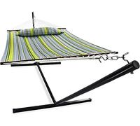 Vita5 Hamac sur Pied 2 Places avec Coussin, Hamacs Double Portable, Support Solide en Acier revêtu, Charge Max de 200 Kg, Hauteur Réglable à Chaînes, Montage sans Outils