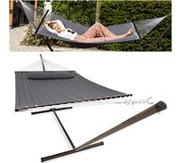 Vita5 Hamac sur Pied 2 Places avec Coussin, Hamacs Double Portable, Support Solide en Acier revêtu, Charge Max de 200 Kg, Hauteur Réglable à Chaînes, Montage sans Outils